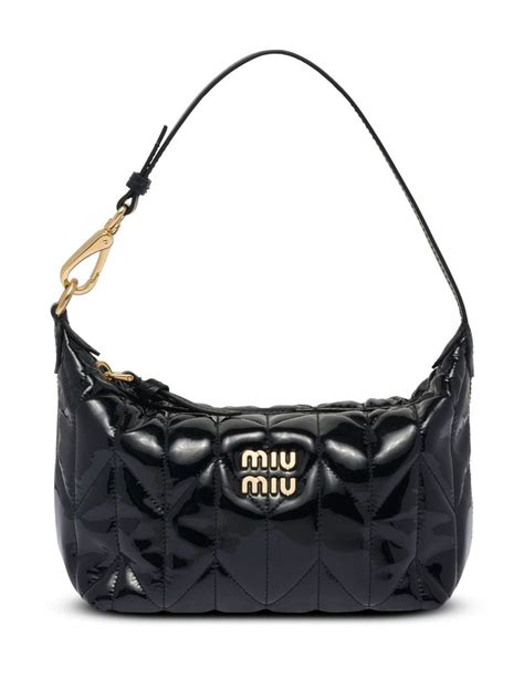 miu miu quilted logo-plaque shoulder bag|Women's Leather Shoulder Bags .